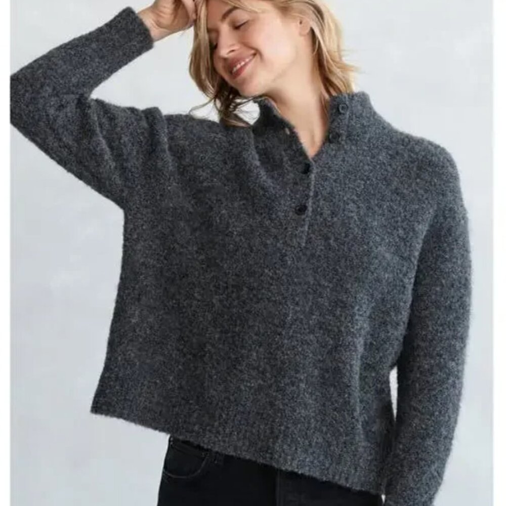 Jenni Kayne Boucle Sweater Charcoal NWT!
